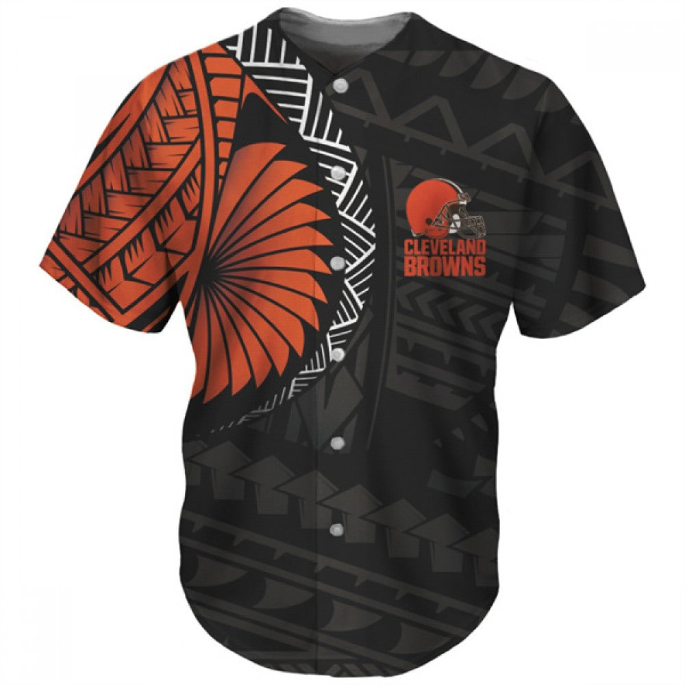 Men's Cleveland Browns Black/Orange Baseball Jersey 