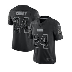 Men's Cleveland Browns #24 Nick Chubb Black Reflective Stitched Jersey 