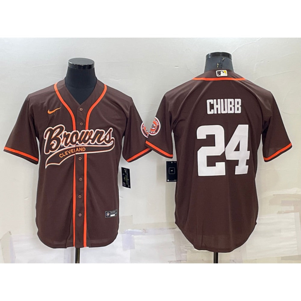 Men's Cleveland Browns #24 Nick Chubb Brown Stitched Jersey 