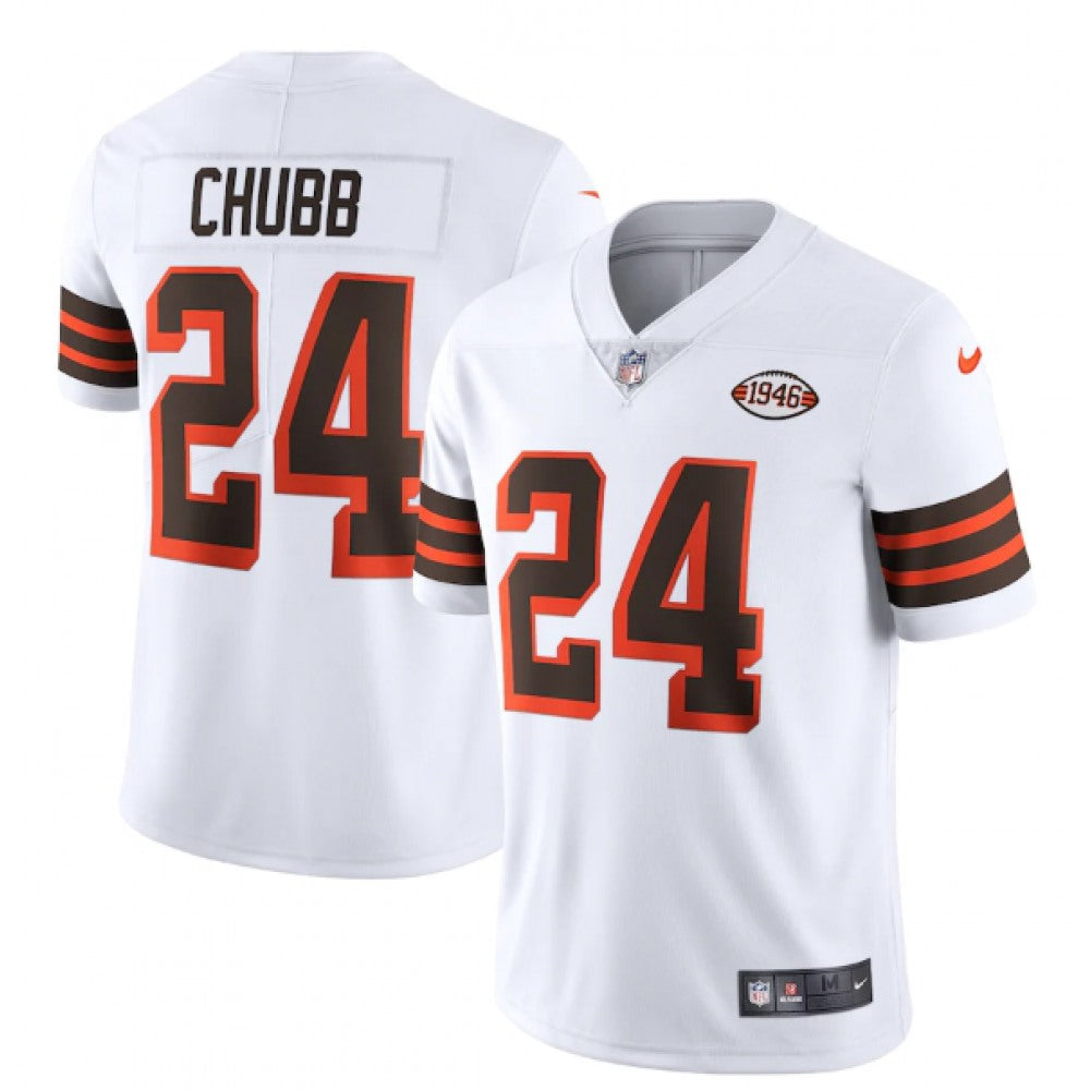Men's Cleveland Browns #24 Nick Chubb White 1946 Collection Vapor Stitched Football Jersey 