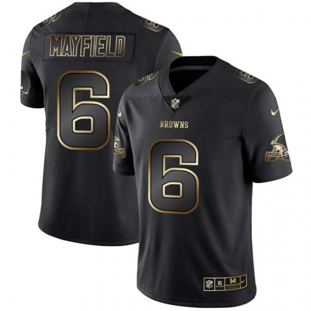 Men's Cleveland Browns #6 Baker Mayfield 2019 Black Gold Edition Stitched NFL Jersey 