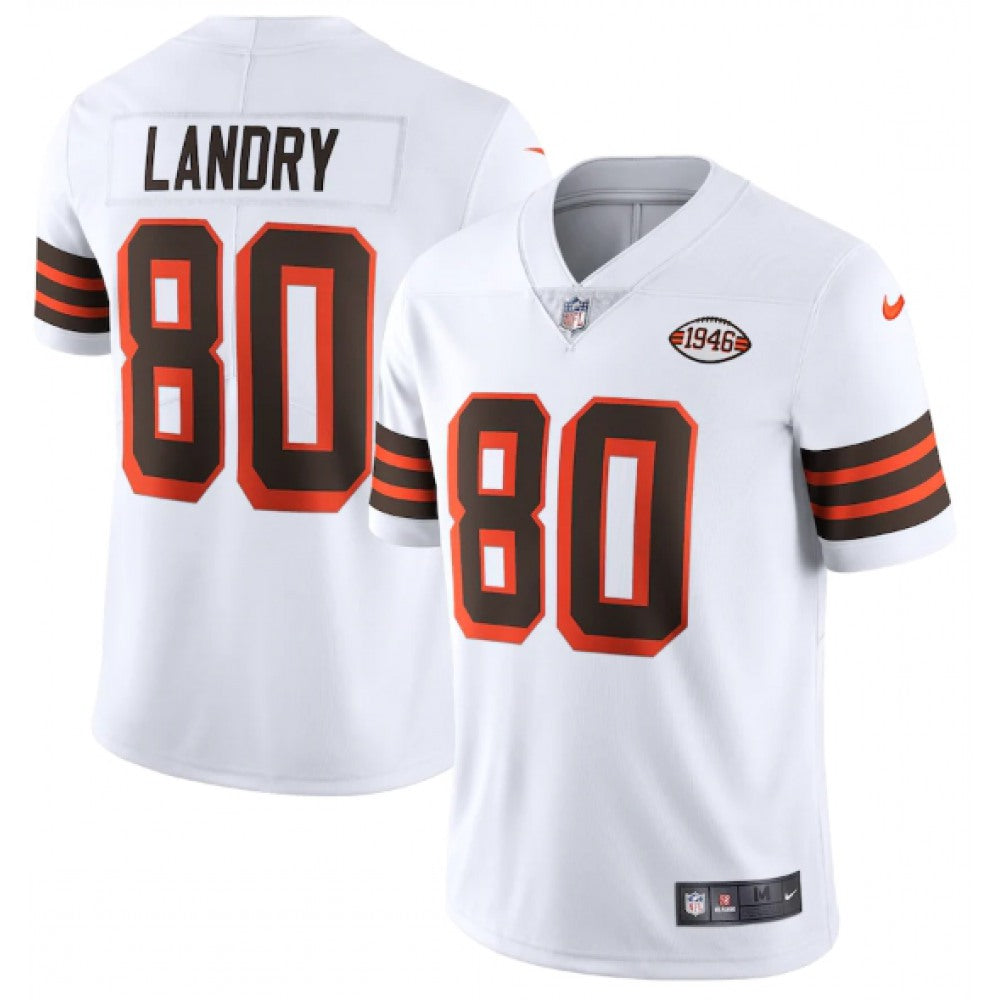 Men's Cleveland Browns #80 Jarvis Landry White 1946 Collection Vapor Stitched Football Jersey 