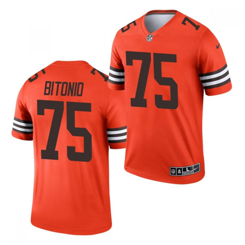 Men's Cleveland Browns #75 Joel Bitonio Orange Inverted Legend Stitched Football Jersey 