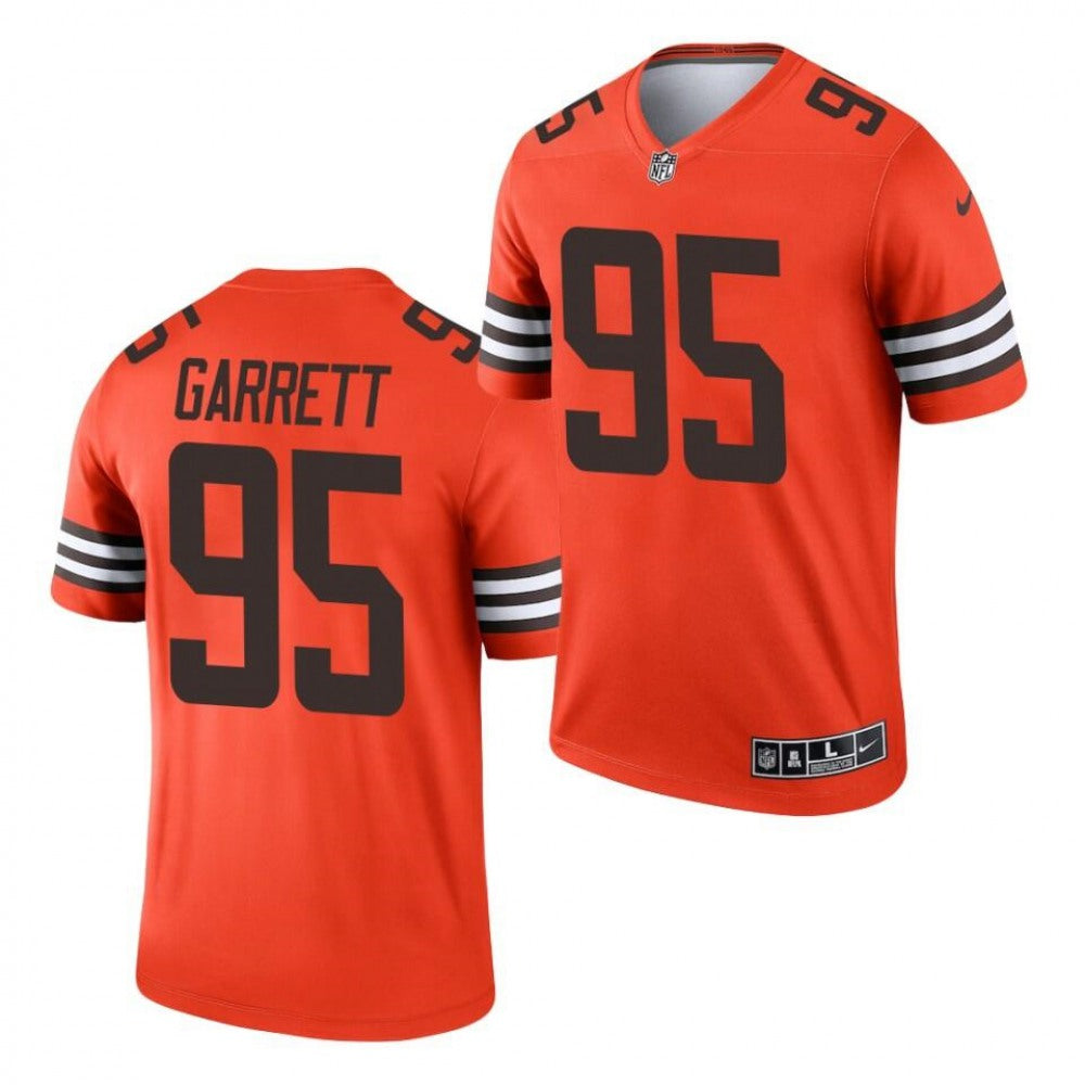 Men's Cleveland Browns #95 Myles Garrett Orange Inverted Legend Stitched Football Jersey 