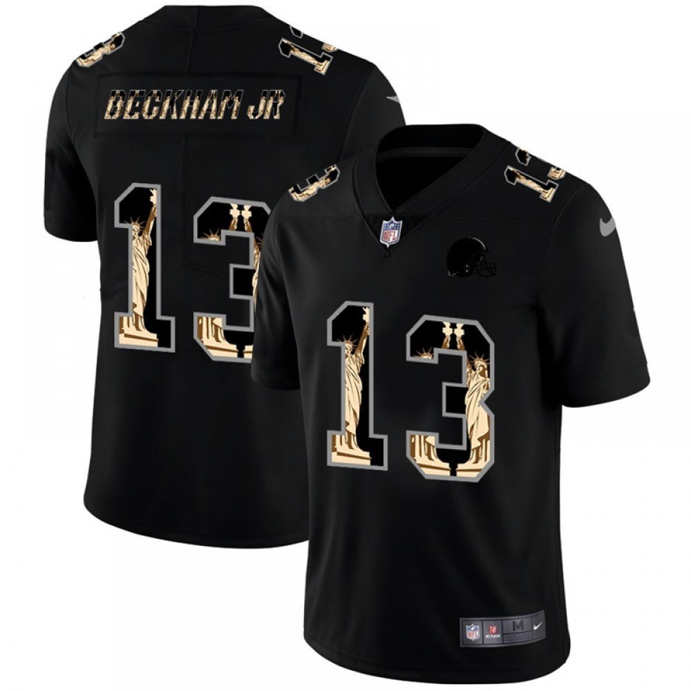 Men's Cleveland Browns #13 Odell Beckham Jr. 2019 Black Statue of Liberty Limited Stitched NFL Jersey 