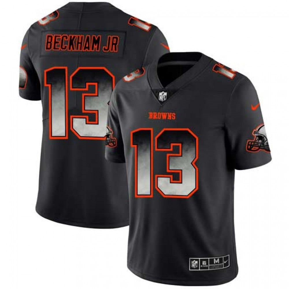 Men's Cleveland Browns #13 Odell Beckham Jr. Black 2019 Smoke Fashion Limited Stitched NFL Jersey 