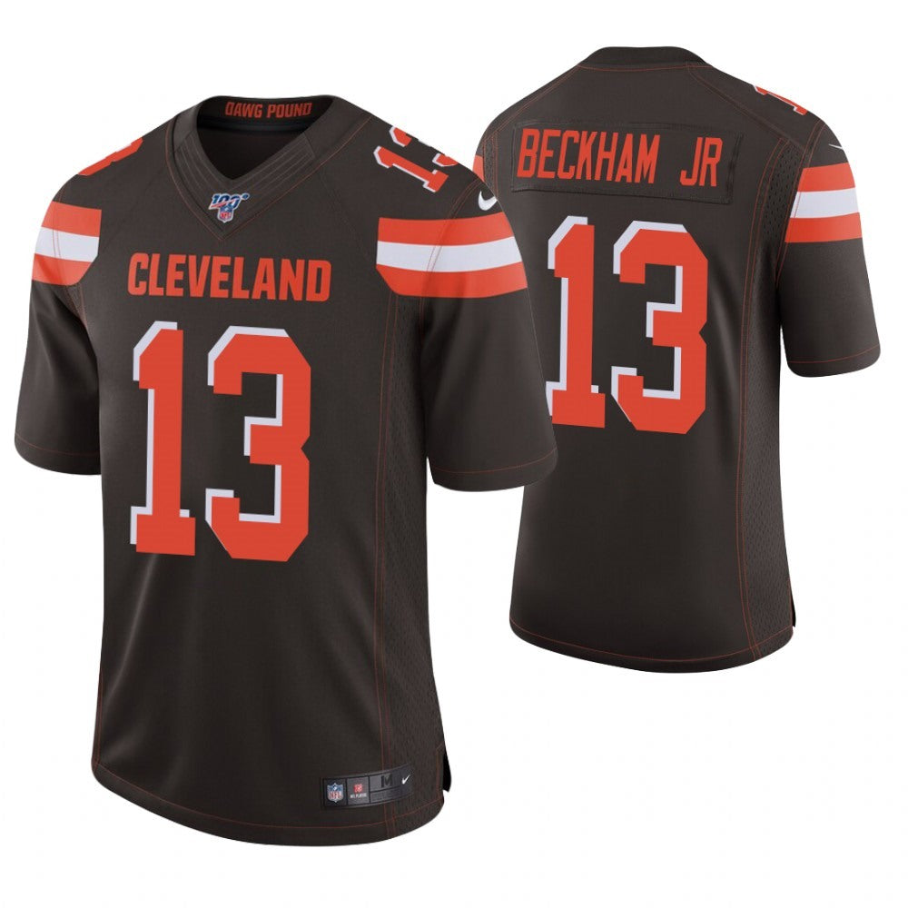 Men's Cleveland Browns #13 Odell Beckham Jr. Brown 2019 100th Season Vapor Untouchable Limited Stitched NFL Jersey 