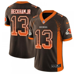 Men's Cleveland Browns #13 Odell Beckham Jr. Brown Drift Fashion Color Rush Limited Stitched NFL Jersey 