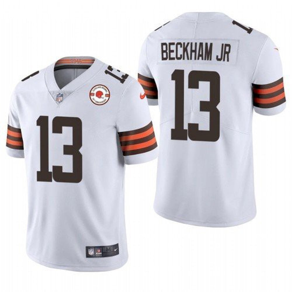 Men's Cleveland Browns #13 Odell Beckham Jr. 2021 White 75th Anniversary Vapor Untouchable Limited Stitched NFL Jersey 