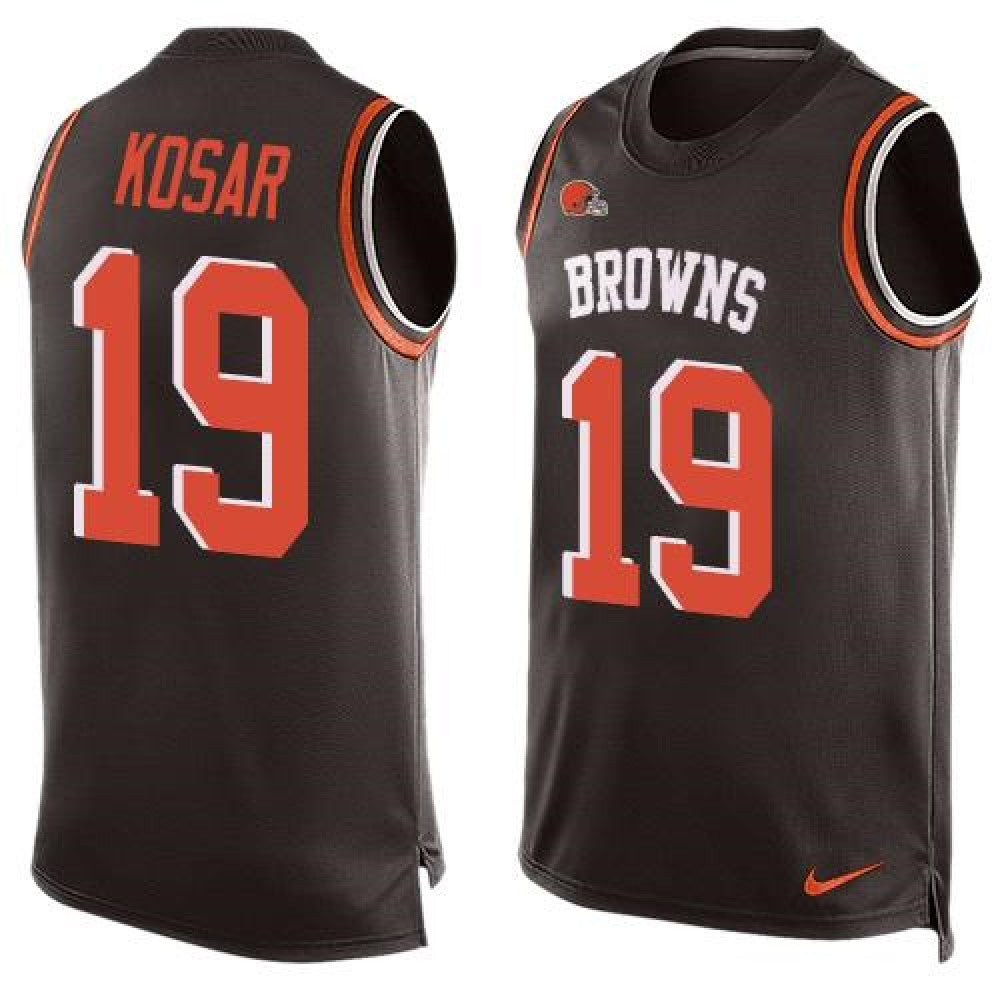 Browns #19 Bernie Kosar Brown Team Color Men's Stitched NFL Limited Tank Top Jersey 