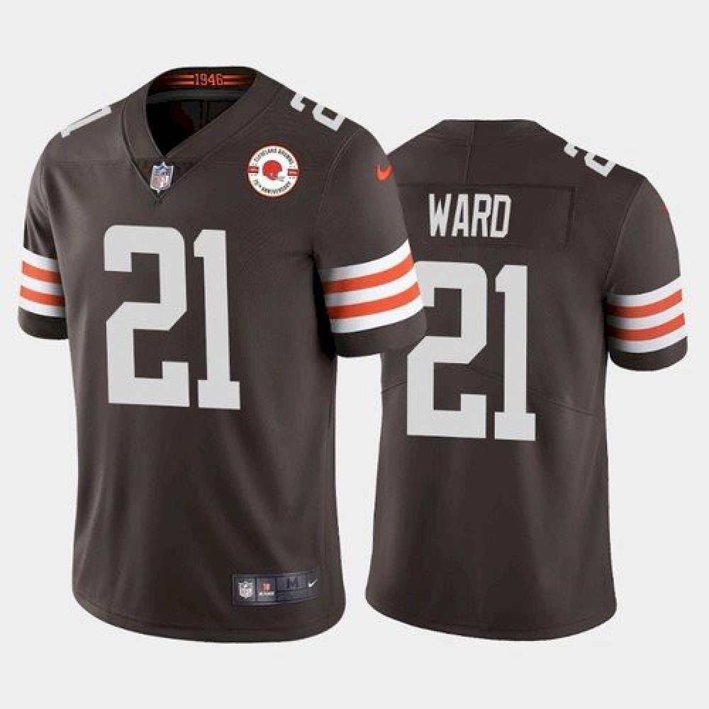 Men's Cleveland Browns #21 Denzel Ward 2021 Brown 75th Anniversary Vapor Untouchable Limited Stitched NFL Jersey 