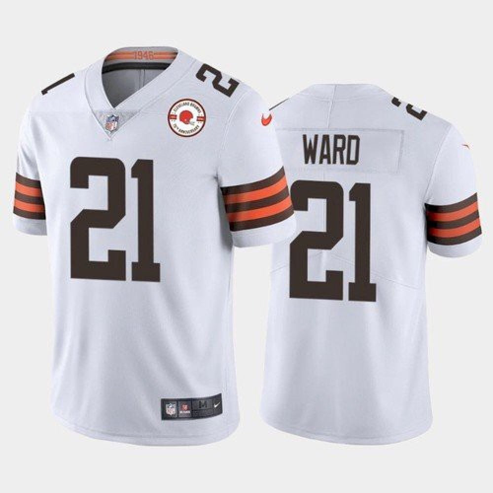 Men's Cleveland Browns #21 Denzel Ward 2021 White 75th Anniversary Vapor Untouchable Limited Stitched NFL Jersey 