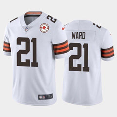 Men's Cleveland Browns #21 Denzel Ward 2021 White 75th Anniversary Vapor Untouchable Limited Stitched NFL Jersey 