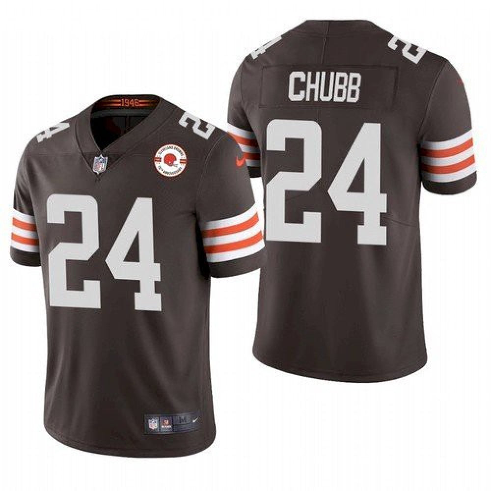 Men's Cleveland Browns #24 Nick Chubb 2021 Brown 75th Anniversary Vapor Untouchable Limited Stitched NFL Jersey 