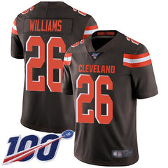 Men's Cleveland Browns #26 Greedy Williams 2019 Brown 100th Season Vapor Untouchable Limited Stitched NFL Jersey 