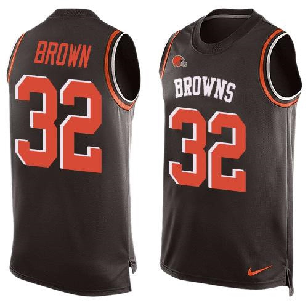 Browns #32 Jim Brown Brown Team Color Men's Stitched NFL Limited Tank Top Jersey 