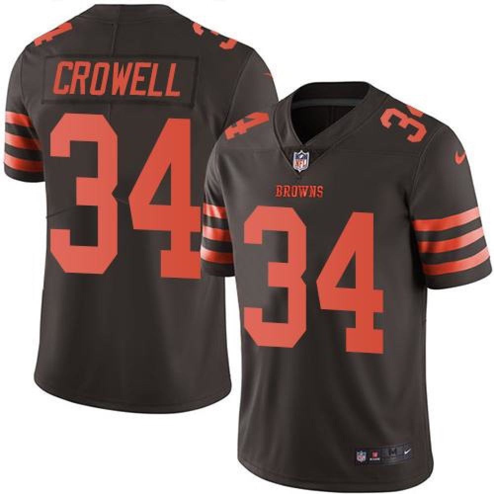 Browns #34 Isaiah Crowell Brown Men's Stitched NFL Limited Rush Jersey 