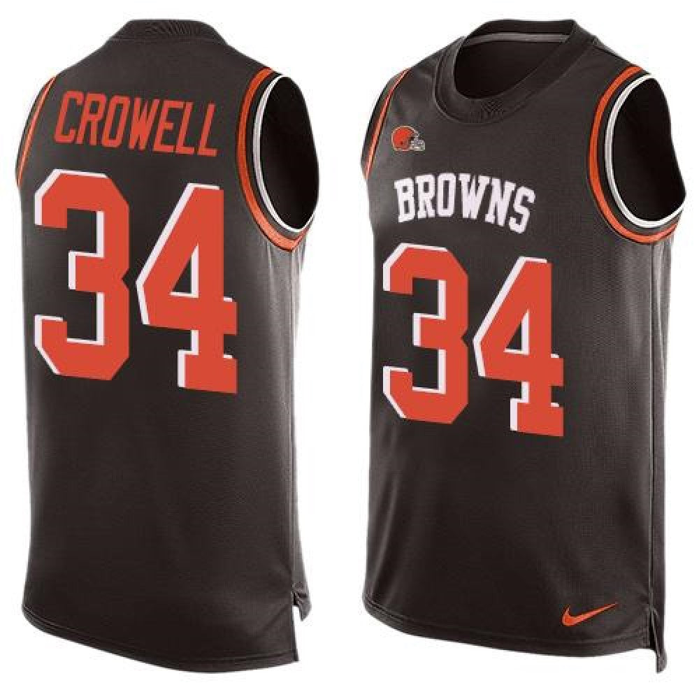 Browns #34 Isaiah Crowell Brown Team Color Men's Stitched NFL Limited Tank Top Jersey 