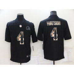 Men's Cleveland Browns #4 Deshaun Watson Black Statue of Liberty Limited Stitched Jersey 