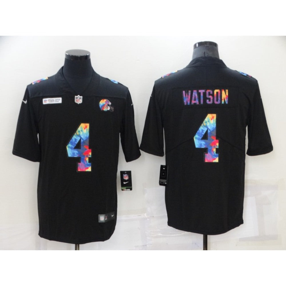 Men's Cleveland Browns #4 Deshaun Watson Black Crucial Catch Limited Stitched Jersey 