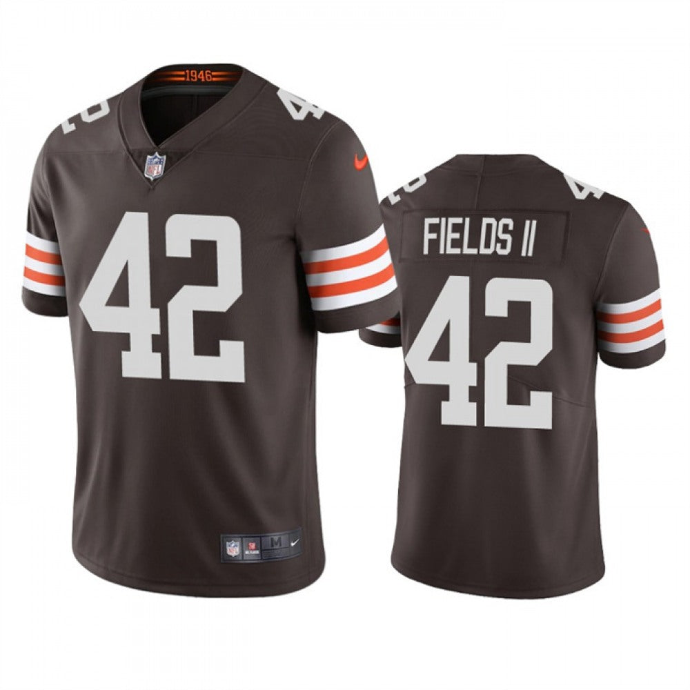 Men's Cleveland Browns #42 Tony Fields II Tan Brown Vapor Untouchable Limited Stitched Jersey 