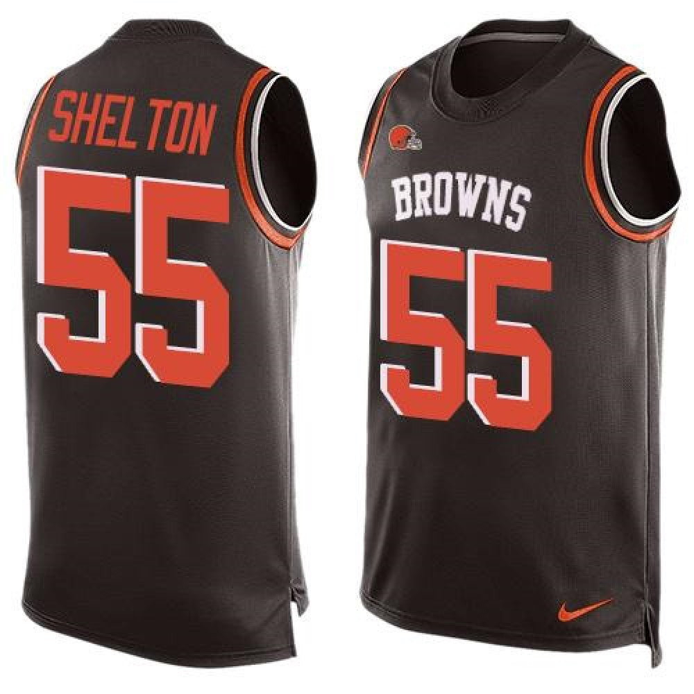 Browns #55 Danny Shelton Brown Team Color Men's Stitched NFL Limited Tank Top Jersey 