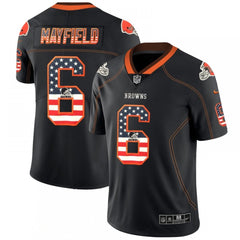 Men's Cleveland Browns #6 Baker Mayfield Black 2018 USA Flag Fashion NFL Limited Stitched Jersey 
