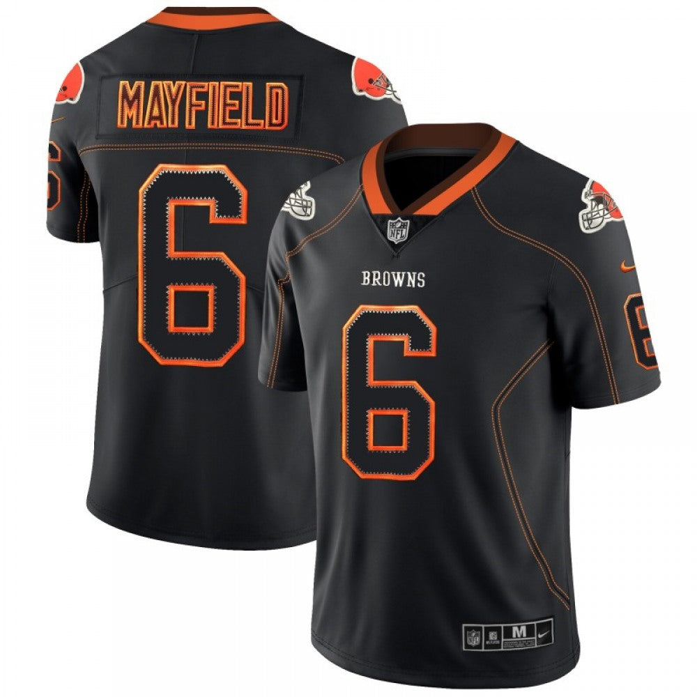 Men's Cleveland Browns #6 Baker Mayfield Black 2018 Lights Out Color Rush NFL Limited Stitched Jersey 