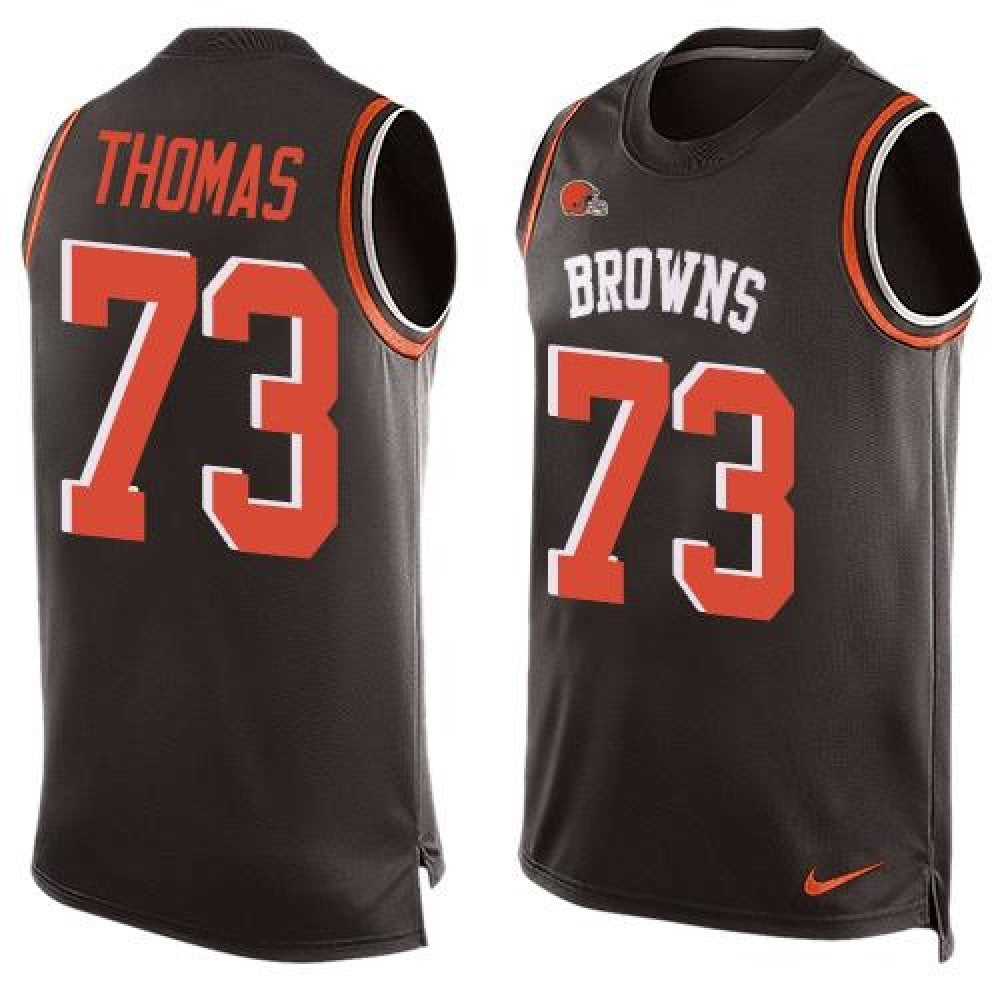 Browns #73 Joe Thomas Brown Team Color Men's Stitched NFL Limited Tank Top Jersey 