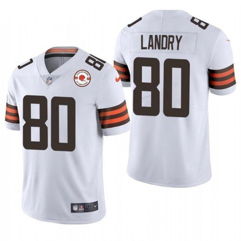 Men's Cleveland Browns #80 Jarvis Landry 2021 White 75th Anniversary Vapor Untouchable Limited Stitched NFL Jersey 
