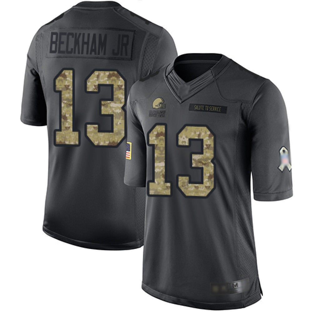 Men's Cleveland Browns #13 Odell Beckham Jr. Black Salute To Service Limited Stitched NFL Jersey 