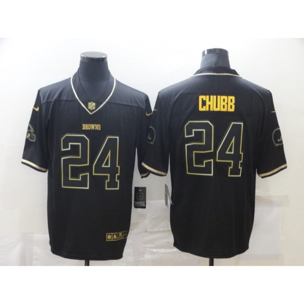 Men's Cleveland Browns #24 Nick Chubb 2020 Black/Gold Salute To Service Limited Stitched Jersey 