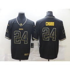 Men's Cleveland Browns #24 Nick Chubb 2020 Black/Gold Salute To Service Limited Stitched Jersey 