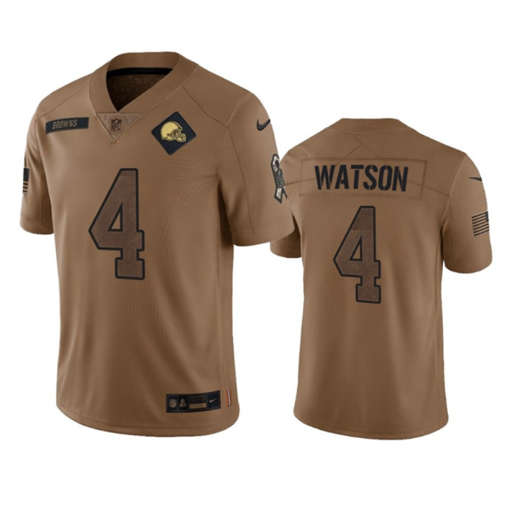 Men's Cleveland Browns #4 Deshaun Watson 2023 Brown Salute To Service Limited Stitched Jersey 