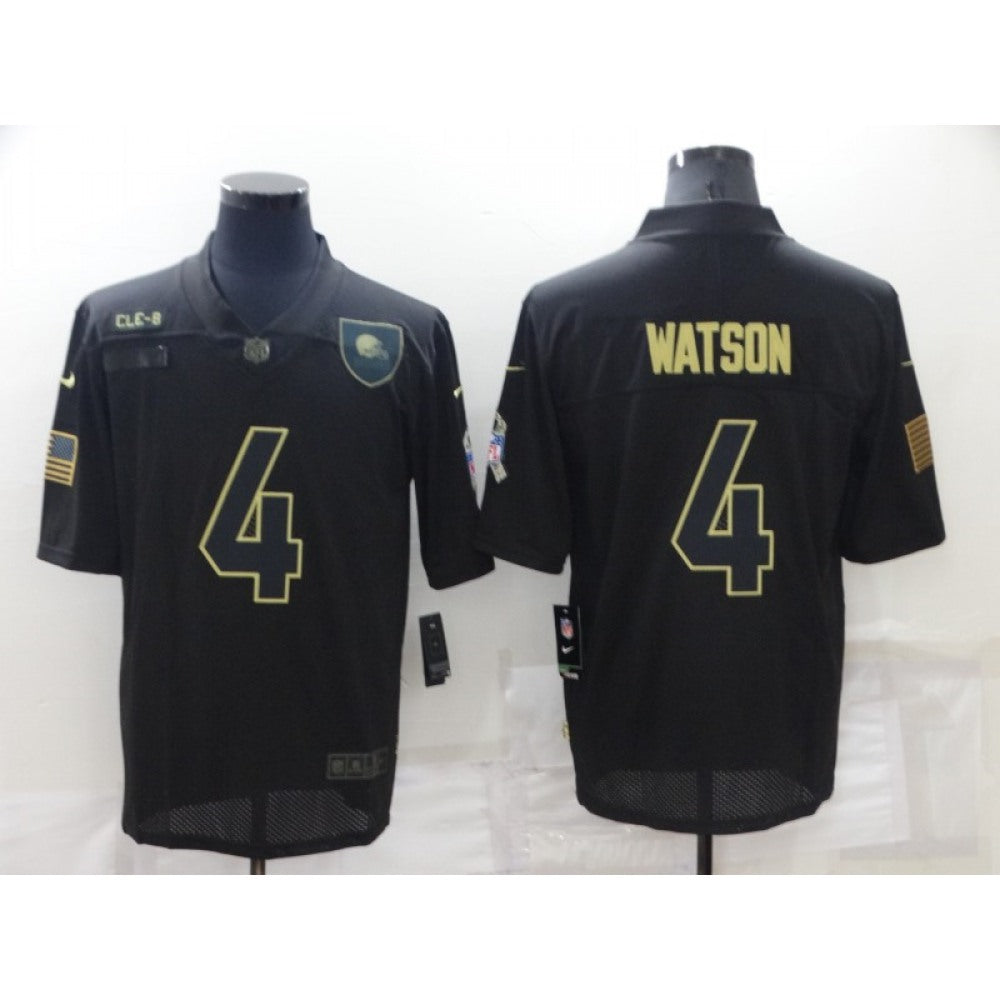 Men's Cleveland Browns #4 Deshaun Watson Black Salute To Service Limited Stitched Jersey 