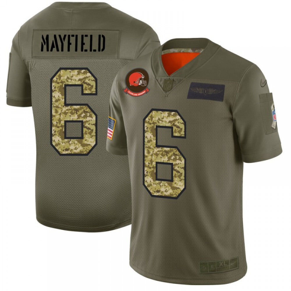 Men's Cleveland Browns #6 Baker Mayfield 2019 Olive/Camo Salute To Service Limited Stitched NFL Jersey 