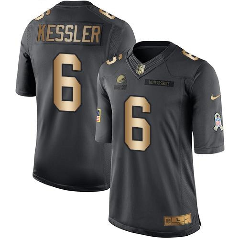 Browns #6 Cody Kessler Black Men's Stitched NFL Limited Gold Salute To Service Jersey 