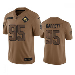 Men's Cleveland Browns #95 Myles Garrett 2023 Brown Salute To Service Limited Stitched Jersey 