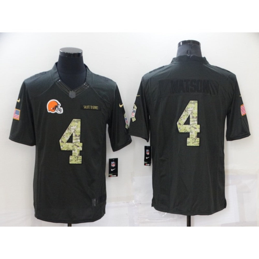 Men's Cleveland Browns #4 Deshaun Watson Black Salute to Service Limited Stitched Jersey 