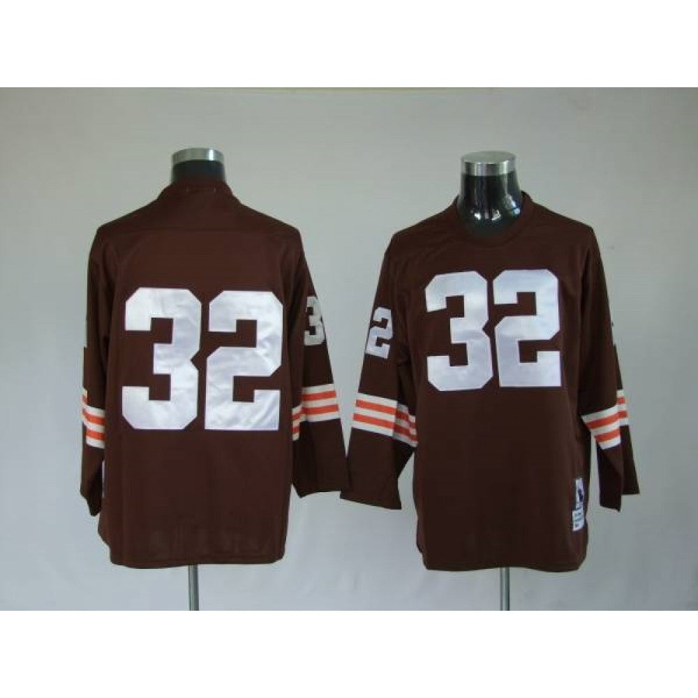 Mitchell & Ness Browns #32 Jim Brown Brown Stitched Throwback NFL Jersey 