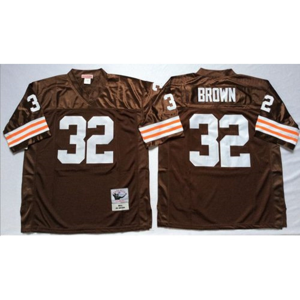 Mitchell And Ness 1963 Browns #32 Jim Brown Brown Throwback Stitched NFL Jersey 