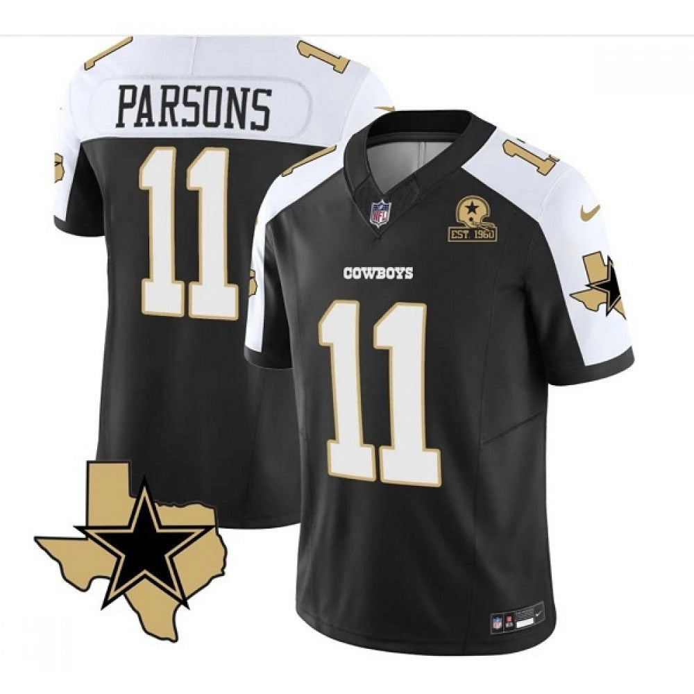 Men's Dallas Cowboys #11 Micah Parsons 2023 F.U.S.E. Black/White With Established In 1960 Patch Stitched Football Jersey 