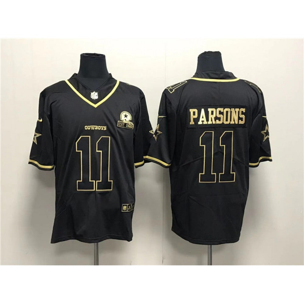 Men's Dallas Cowboys #11 Micah Parsons Black Gold With 1960 Patch Stitched Jersey 