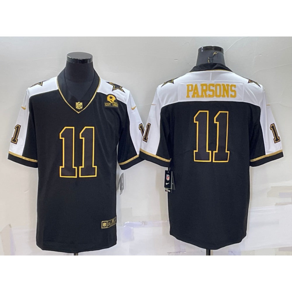 Men's Dallas Cowboys #11 Micah Parsons Black Gold Thanksgiving With Patch Stitched Jersey 