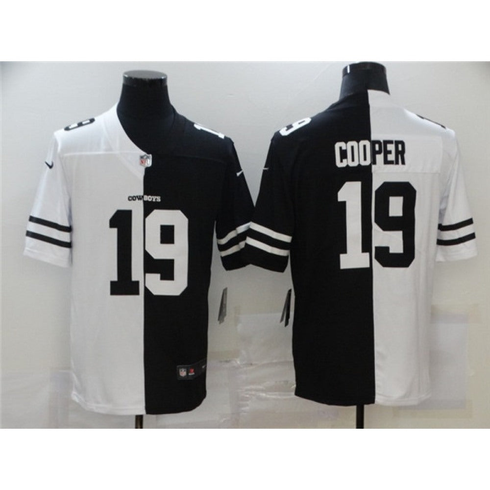 Men's Dallas Cowboys #19 Amari Cooper Black White Split 2020 Stitched Jersey 