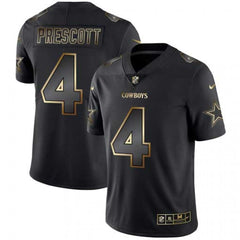 Men's Dallas Cowboys #4 Dak Prescott 2019 Black Gold Edition Stitched NFL Jersey 