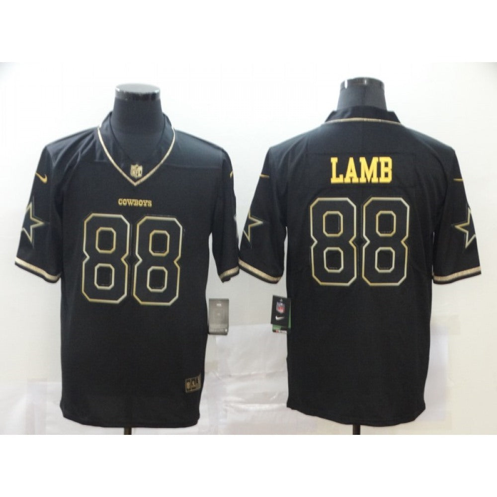 Men's Dallas Cowboys #88 CeeDee Lamb Black Golden Stitched Jersey 