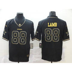 Men's Dallas Cowboys #88 CeeDee Lamb Black Golden Stitched Jersey 