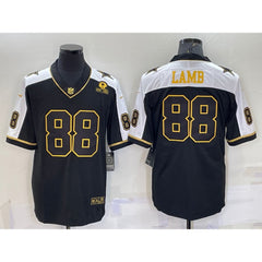 Men's Dallas Cowboys #88 CeeDee Lamb Black Gold Thanksgiving With Patch Stitched Jersey 