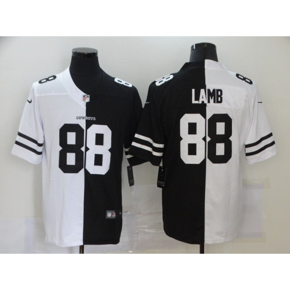 Men's Dallas Cowboys #88 CeeDee Lamb Black And White Split 2020 Stitched Jersey 